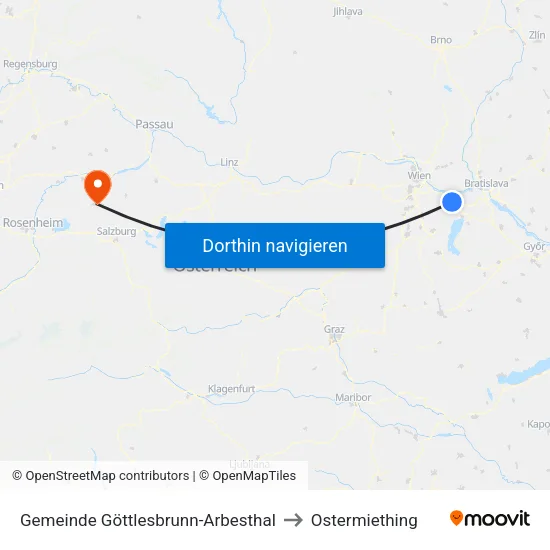 Gemeinde Göttlesbrunn-Arbesthal to Ostermiething map