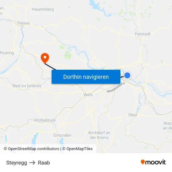 Steyregg to Raab map