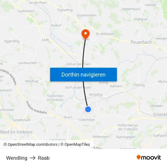 Wendling to Raab map