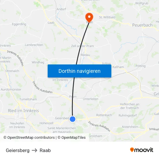 Geiersberg to Raab map