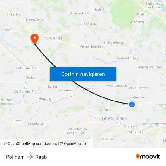 Pollham to Raab map