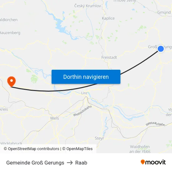 Gemeinde Groß Gerungs to Raab map