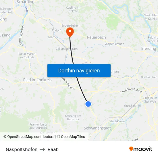 Gaspoltshofen to Raab map