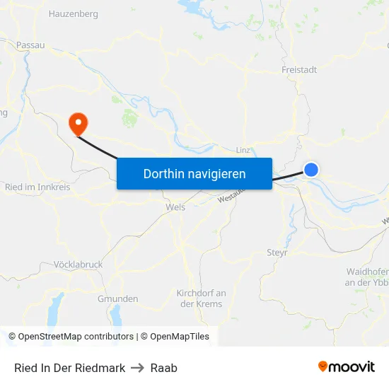 Ried In Der Riedmark to Raab map