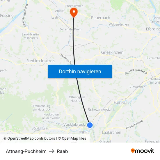 Attnang-Puchheim to Raab map
