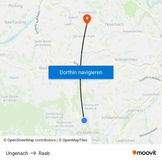 Ungenach to Raab map