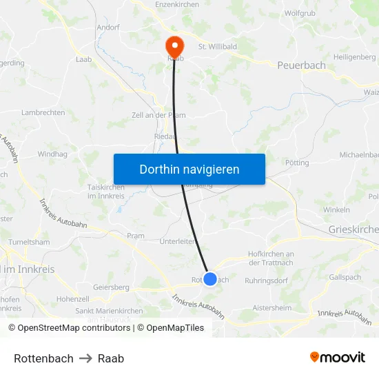 Rottenbach to Raab map