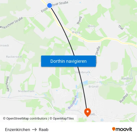 Enzenkirchen to Raab map