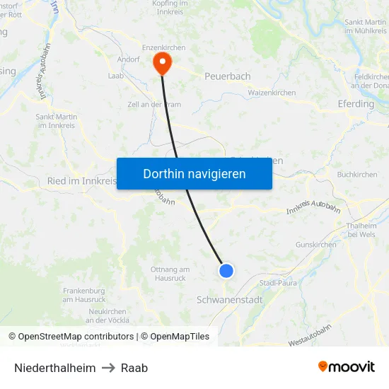 Niederthalheim to Raab map