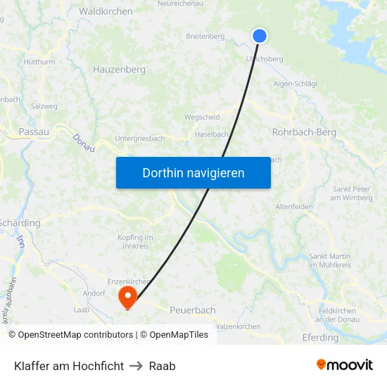 Klaffer am Hochficht to Raab map