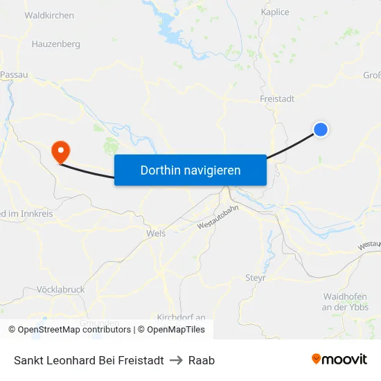 Sankt Leonhard Bei Freistadt to Raab map