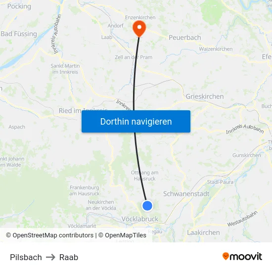 Pilsbach to Raab map