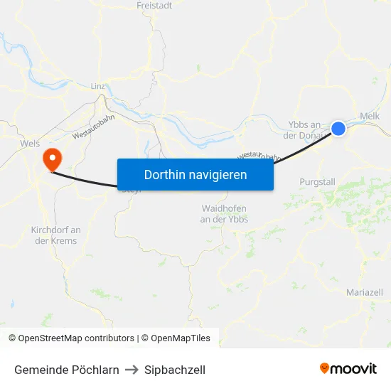 Gemeinde Pöchlarn to Sipbachzell map