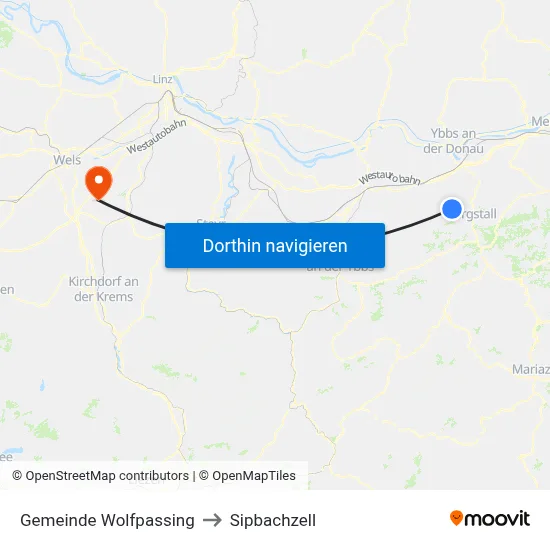 Gemeinde Wolfpassing to Sipbachzell map