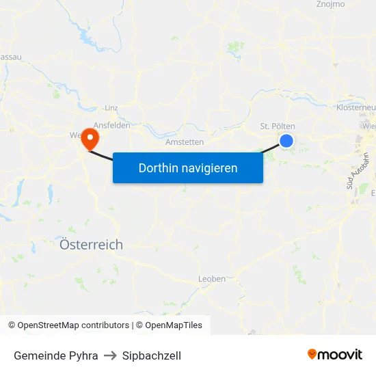 Gemeinde Pyhra to Sipbachzell map