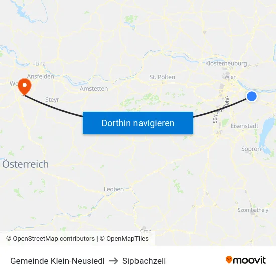 Gemeinde Klein-Neusiedl to Sipbachzell map