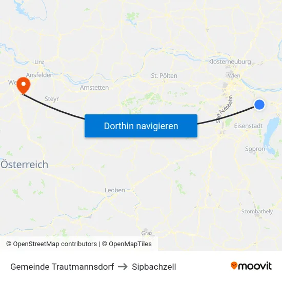 Gemeinde Trautmannsdorf to Sipbachzell map