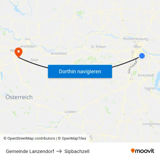 Gemeinde Lanzendorf to Sipbachzell map