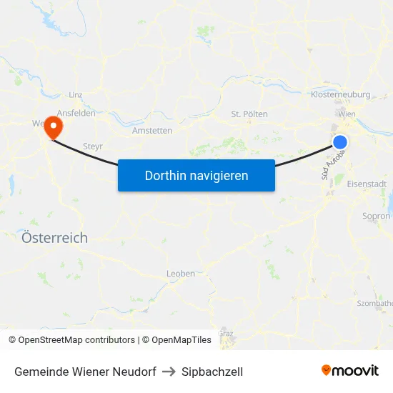 Gemeinde Wiener Neudorf to Sipbachzell map