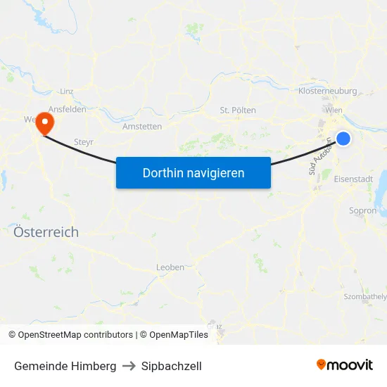 Gemeinde Himberg to Sipbachzell map