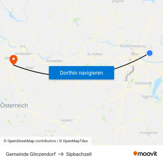 Gemeinde Glinzendorf to Sipbachzell map