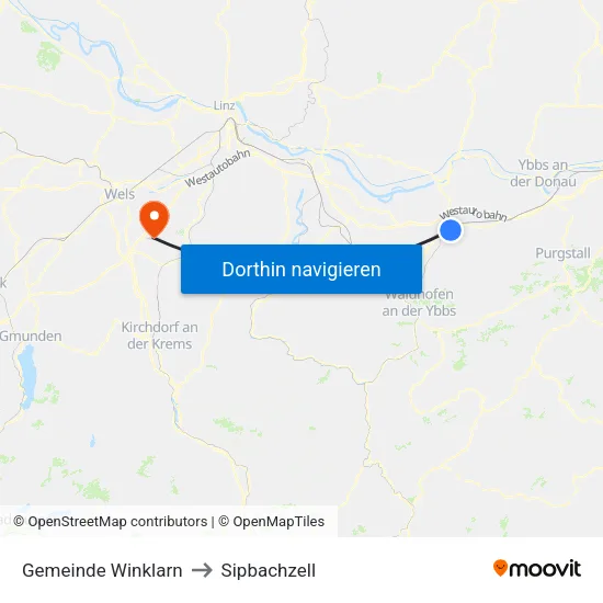 Gemeinde Winklarn to Sipbachzell map