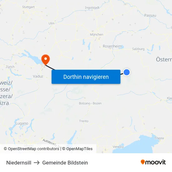 Niedernsill to Gemeinde Bildstein map