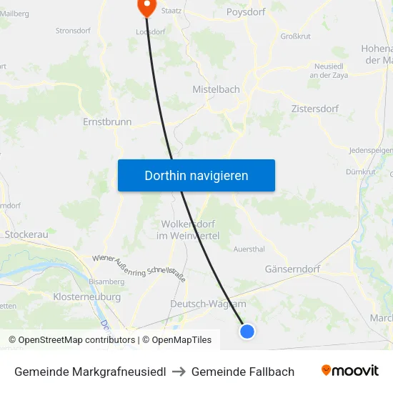 Gemeinde Markgrafneusiedl to Gemeinde Fallbach map