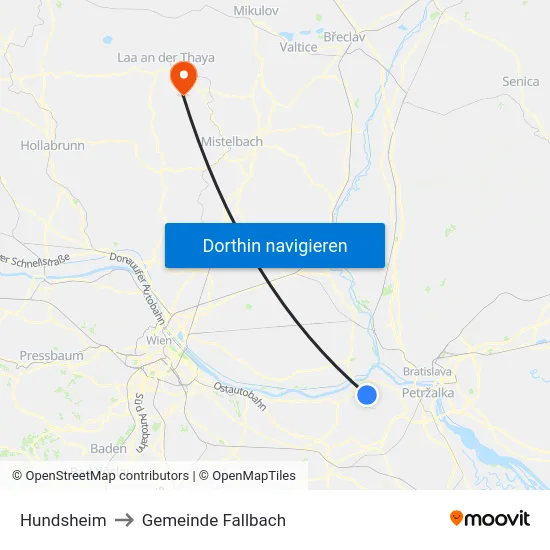 Hundsheim to Gemeinde Fallbach map