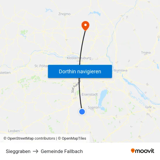 Sieggraben to Gemeinde Fallbach map