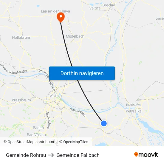 Gemeinde Rohrau to Gemeinde Fallbach map