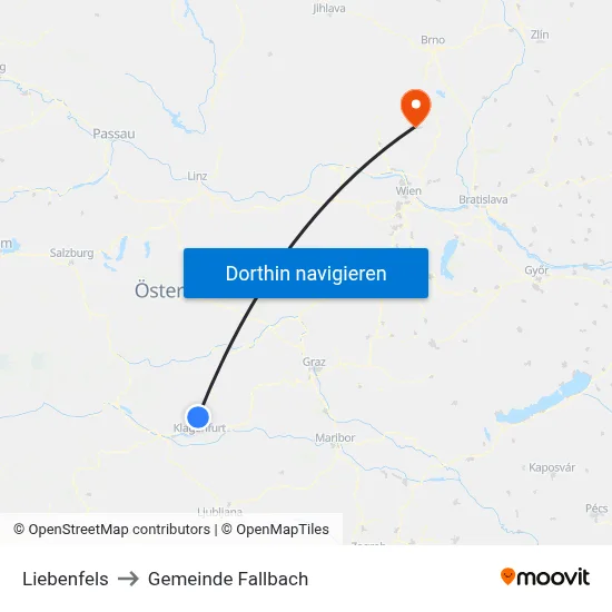Liebenfels to Gemeinde Fallbach map