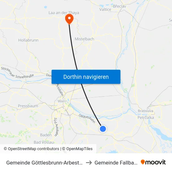 Gemeinde Göttlesbrunn-Arbesthal to Gemeinde Fallbach map