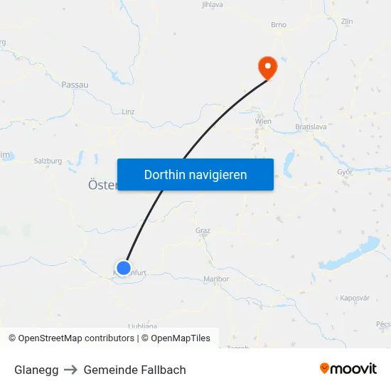 Glanegg to Gemeinde Fallbach map