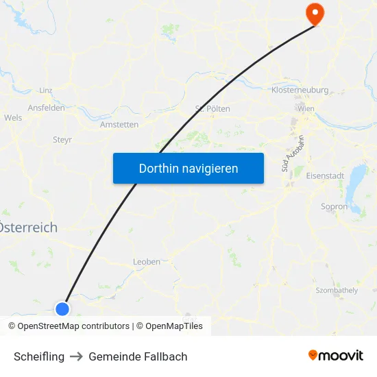 Scheifling to Gemeinde Fallbach map