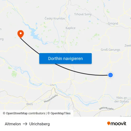 Altmelon to Ulrichsberg map