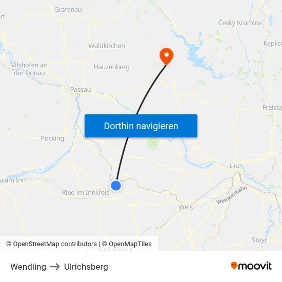 Wendling to Ulrichsberg map