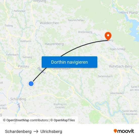Schardenberg to Ulrichsberg map