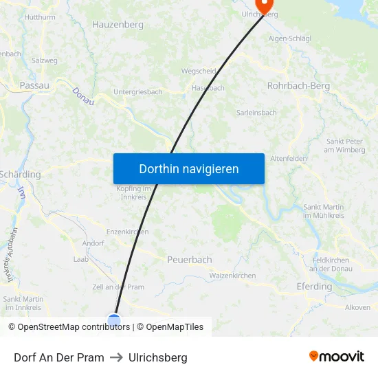 Dorf An Der Pram to Ulrichsberg map