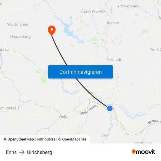 Enns to Ulrichsberg map