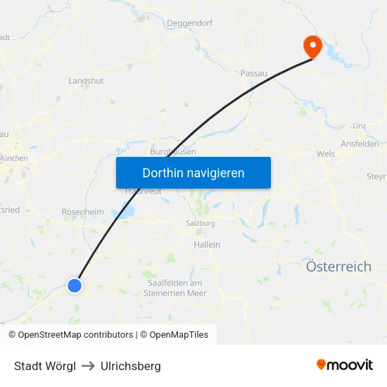 Stadt Wörgl to Ulrichsberg map