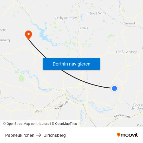 Pabneukirchen to Ulrichsberg map