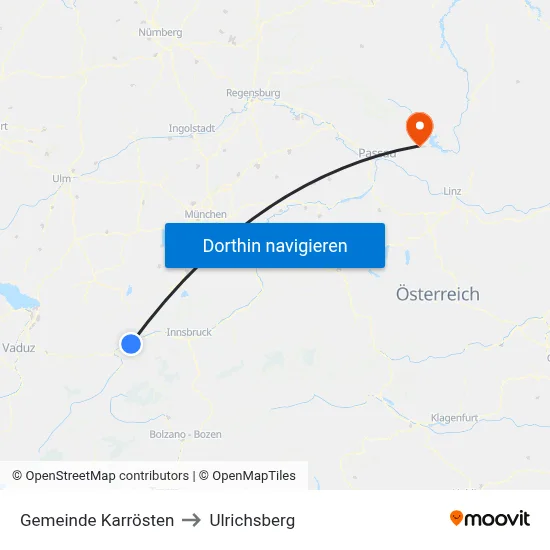Gemeinde Karrösten to Ulrichsberg map