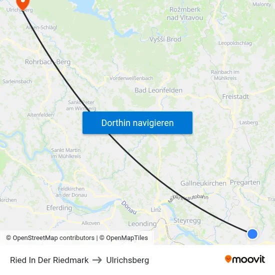 Ried In Der Riedmark to Ulrichsberg map