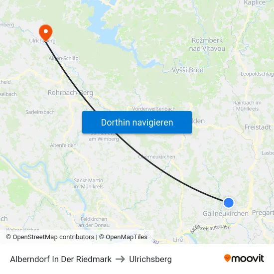 Alberndorf In Der Riedmark to Ulrichsberg map