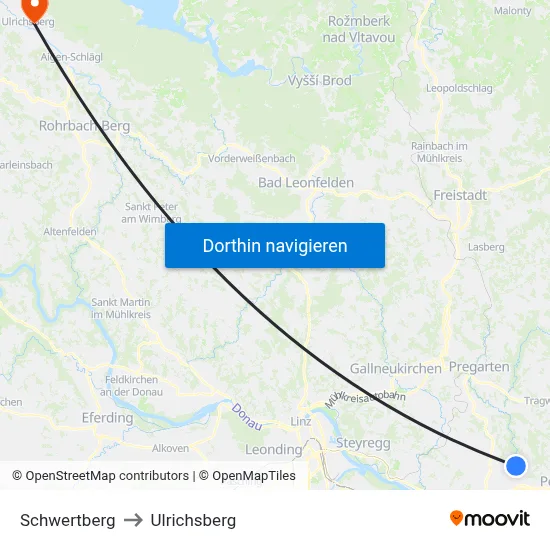 Schwertberg to Ulrichsberg map
