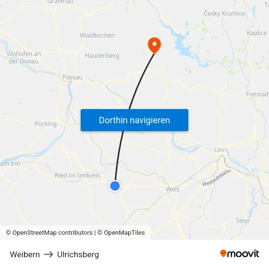 Weibern to Ulrichsberg map