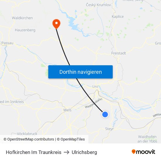 Hofkirchen Im Traunkreis to Ulrichsberg map