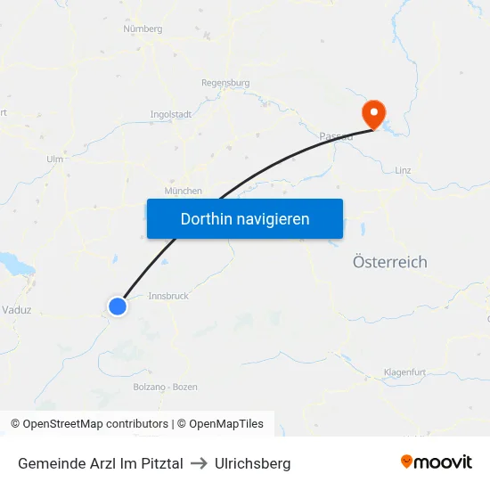 Gemeinde Arzl Im Pitztal to Ulrichsberg map