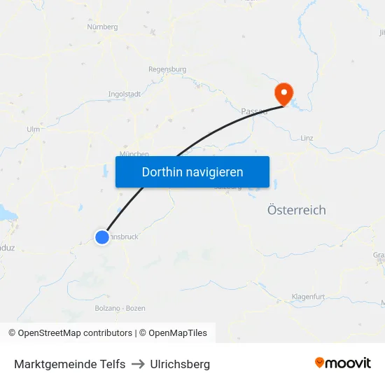 Marktgemeinde Telfs to Ulrichsberg map